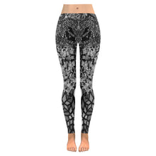 Load image into Gallery viewer, Holiday Paisley Black and White Low Rise Leggings (Invisible Stitch) (Model L05)