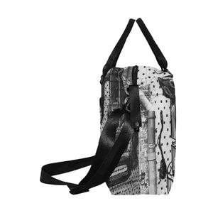 Complex Graffiti Black and White Large Capacity Duffle Bag (Model 1715)