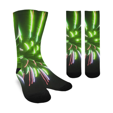 Fireworks Burst Green Trouser Socks (For Men)