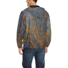 Load image into Gallery viewer, Marbled Abstract Orange All Over Print Quilted Windbreaker for Men (Model H35)