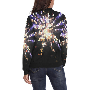 Fireworks Star Mosaic All Over Print Bomber Jacket for Women (Model H36)