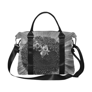 Busy Bee Sunflower Black and White Large Capacity Duffle Bag (Model 1715)