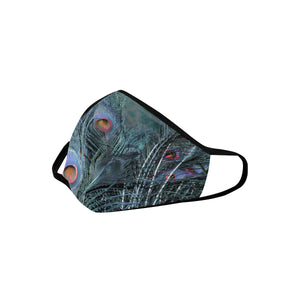 Peacock Feathers Blue Mouth Mask in One Piece (2 Filters Included) (Model M02)