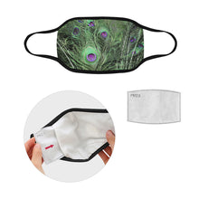 Load image into Gallery viewer, Peacock Feathers Green Mouth Mask in One Piece (2 Filters Included) (Model M02)