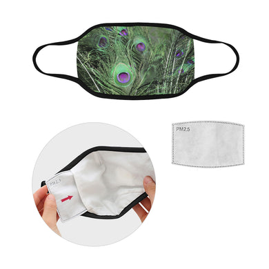 Peacock Feathers Green Mouth Mask in One Piece (2 Filters Included) (Model M02)