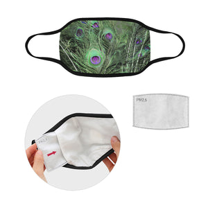 Peacock Feathers Green Mouth Mask in One Piece (2 Filters Included) (Model M02)