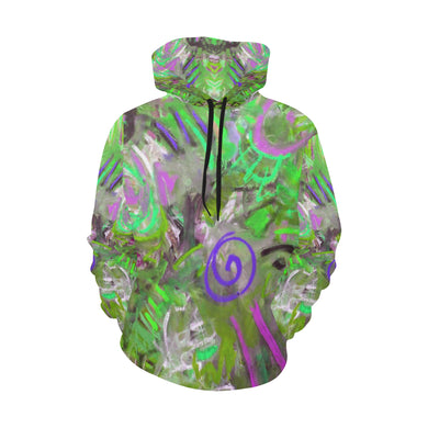 Graffiti Abstract Green All Over Print Hoodie for Women (USA Size) (Model H13)
