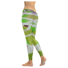 Load image into Gallery viewer, Abstract Circles Green Low Rise Leggings (Invisible Stitch) (Model L05)