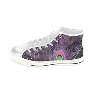 Peacock Feathers Purple Men’s Classic High Top Canvas Shoes (Model 017)