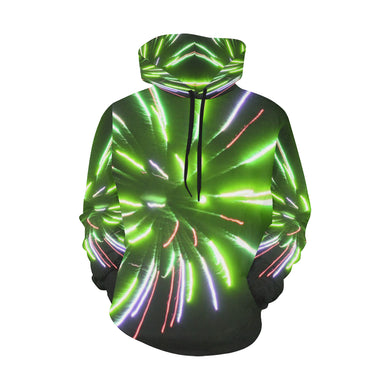 Fireworks Burst Green All Over Print Hoodie for Women (USA Size) (Model H13)