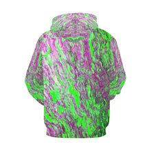 Load image into Gallery viewer, Marbled Abstract Green and Purple All Over Print Hoodie for Women (USA Size) (Model H13)