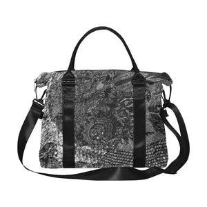 Cresent Paisley Black and White Large Capacity Duffle Bag (Model 1715)