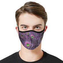 Load image into Gallery viewer, Peacock Feathers Purple Mouth Mask in One Piece (2 Filters Included) (Model M02)