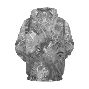 Graffiti Abstract Black and White All Over Print Hoodie for Men/Large Size (USA Size) (Model H13)