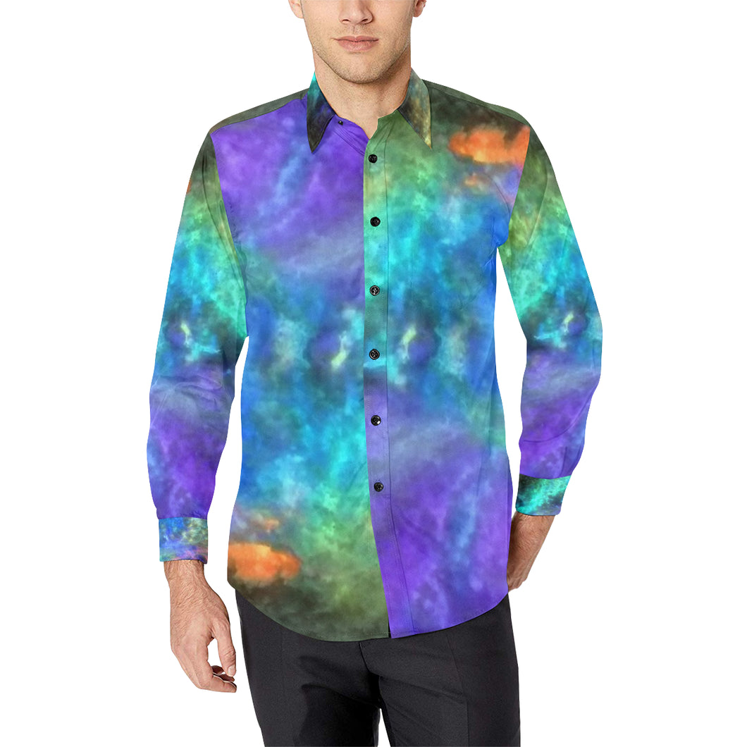Splash of Color Negative Men's All Over Print Casual Dress Shirt (Model T61)