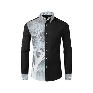 Spooky Tree Negative Men's All Over Print Casual Dress Shirt (Model T61)