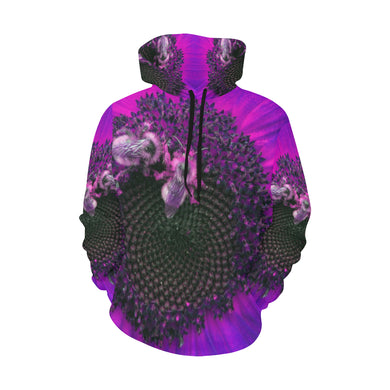 Busy Bee Sunflower Purple All Over Print Hoodie for Women (USA Size) (Model H13)
