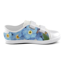 Load image into Gallery viewer, Forget Me Not Flower White Trim Velcro Canvas Kid&#39;s Shoes (Model 008)