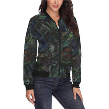 Load image into Gallery viewer, Graffiti Abstract Glowing All Over Print Bomber Jacket for Women (Model H36)