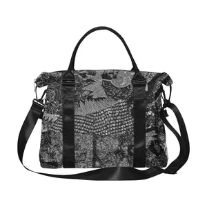 Paisley Power Black and White Large Capacity Duffle Bag (Model 1715)