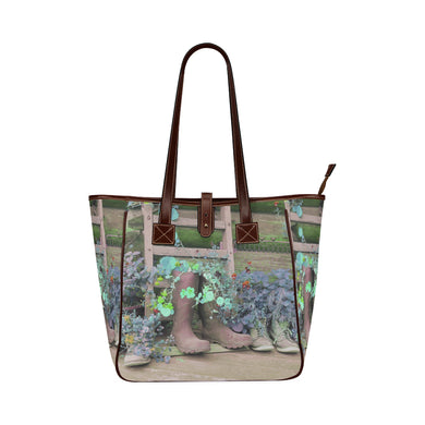 Blooming Boots Flower Blue Classic Tote Bag (Model 1644)