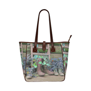 Blooming Boots Flower Blue Classic Tote Bag (Model 1644)