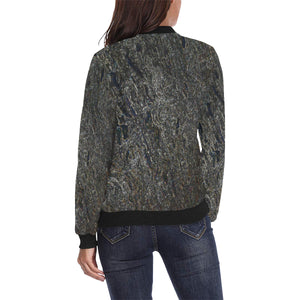 Marbled Abstract Glowing All Over Print Bomber Jacket for Women (Model H36)