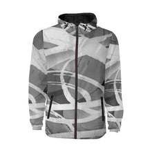 Load image into Gallery viewer, Abstract Circles Black and White All Over Print Quilted Windbreaker for Men (Model H35)