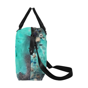 Puddle of Love Aqua Large Capacity Duffle Bag (Model 1715)