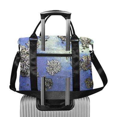 Patches of Moss Blue Large Capacity Duffle Bag (Model 1715)