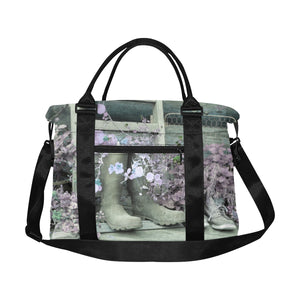Blooming Boots Flower Purple Large Capacity Duffle Bag (Model 1715)