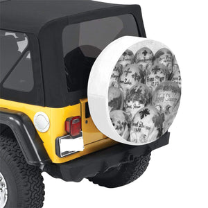 Painted Skulls Black and White 32 Inch Spare Tire Cover