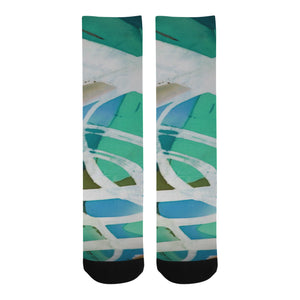 Abstract Circles Aqua Trouser Socks (For Men)