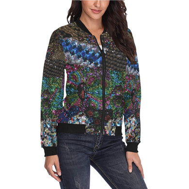 Dark Paisley All Over Print Bomber Jacket for Women (Model H36)