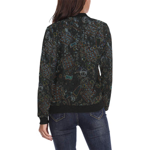 Group Halloween Candy Glowing All Over Print Bomber Jacket for Women (Model H36)