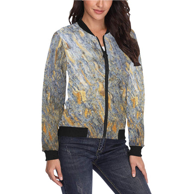 Marbled Abstract All Over Print Bomber Jacket for Women (Model H36)