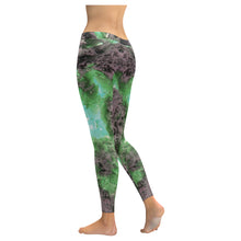 Load image into Gallery viewer, Molten Flames Green Low Rise Leggings (Invisible Stitch) (Model L05)