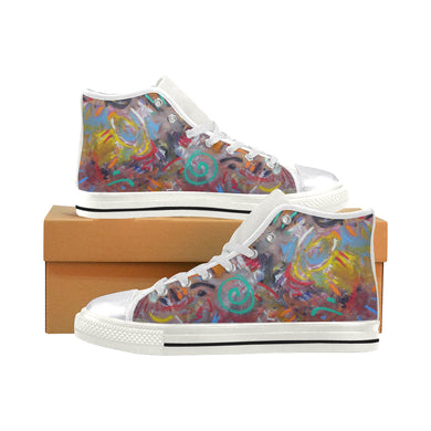 Graffiti Abstract Women's Classic High Top Canvas Shoes (Model 017)