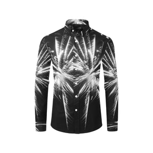 Fireworks Star Black and White Men's All Over Print Casual Dress Shirt (Model T61)