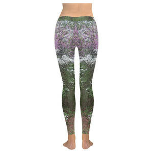 Arkansas Dogwood and Red Bud Flower Low Rise Leggings (Invisible Stitch) (Model L05)