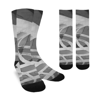 Abstract Circles Black and White Trouser Socks (For Men)