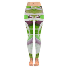 Load image into Gallery viewer, Abstract Circles Green Low Rise Leggings (Invisible Stitch) (Model L05)