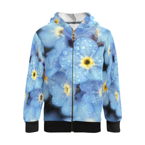 Forget Me Not Flower Kids' All Over Print Full Zip Hoodie (Model H39)