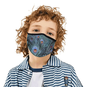 Peacock Feathers Blue Mouth Mask in One Piece (2 Filters Included) (Model M02)