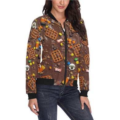 Group Halloween Candy All Over Print Bomber Jacket for Women (Model H36)