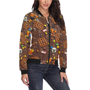 Group Halloween Candy All Over Print Bomber Jacket for Women (Model H36)