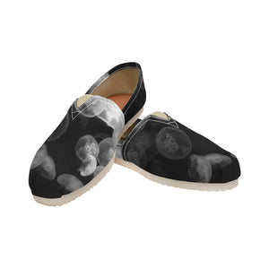 Jellyfish Black and White Unisex Classic Canvas Slip-On (Model 1206)