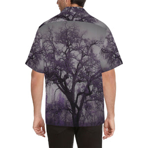 Spooky Tree Purple Hawaiian Shirt (Model T58)