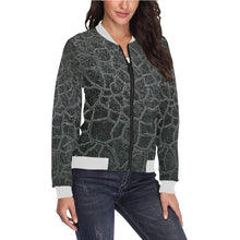 Load image into Gallery viewer, Crackle Black All Over Print Bomber Jacket for Women (Model H36)