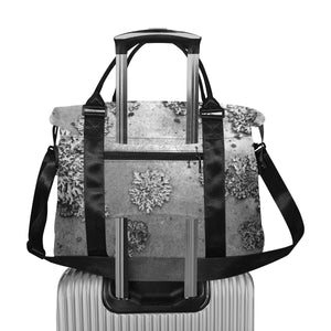 Patches of Moss Black and White Large Capacity Duffle Bag (Model 1715)